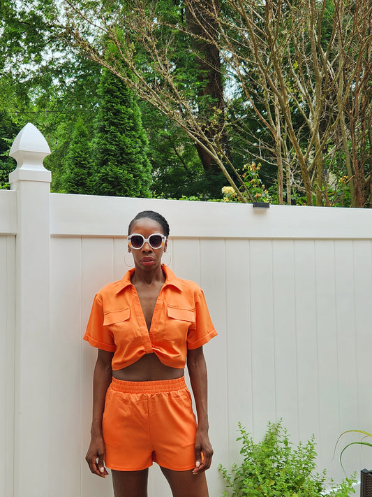 Orange Crop Short Set