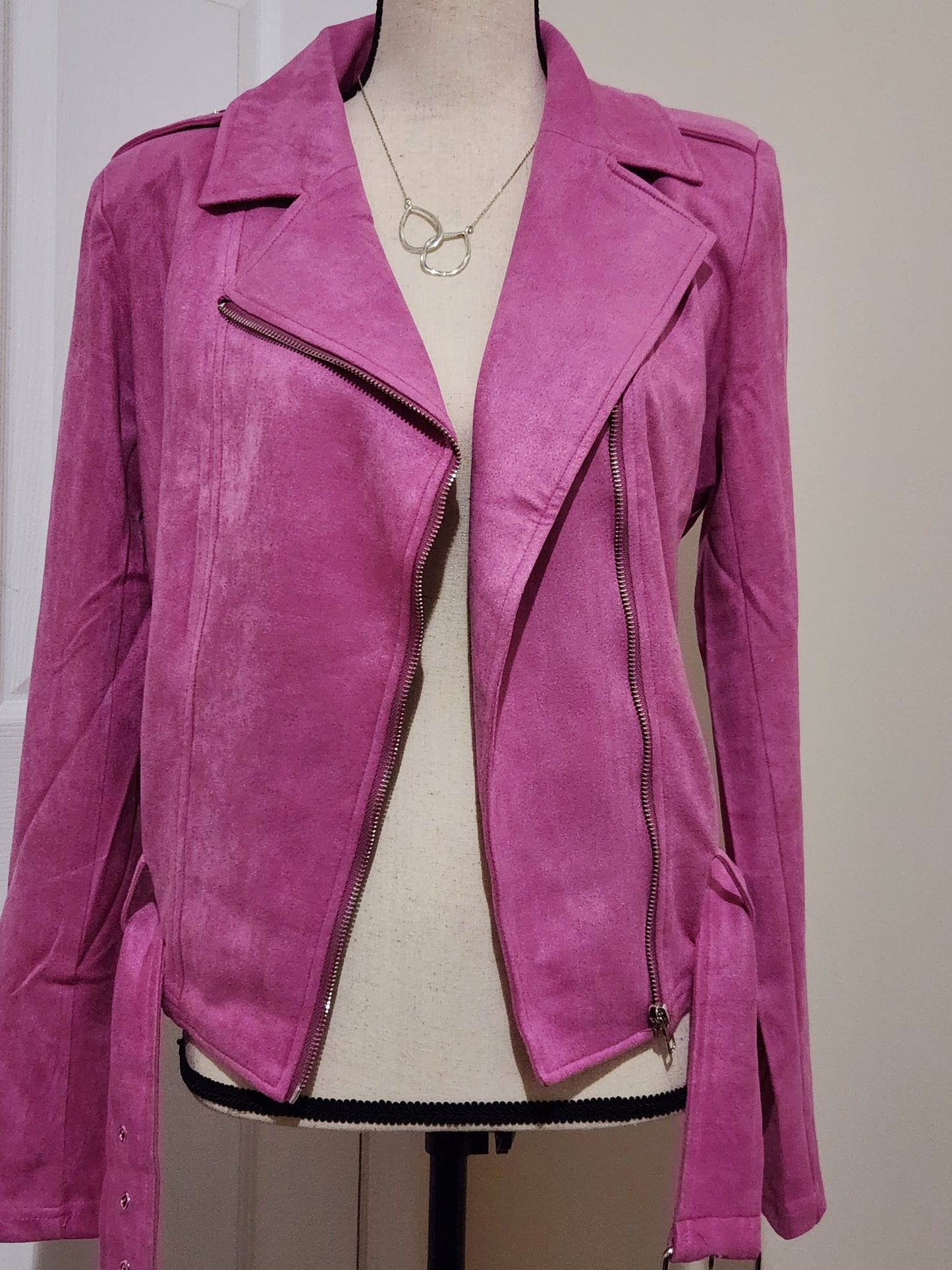 Soft Faux Suede Biker Jacket