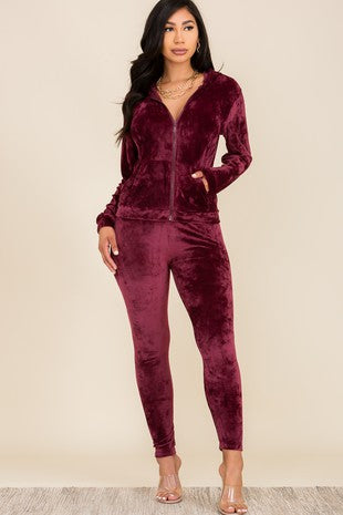 Lush Velvet Hoodie and Legging Set